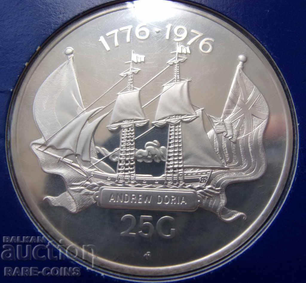 Ολλανδικές Αντίλλες 25 Guilder 1976 UNC PROOF Σπάνιο πρωτότυπο