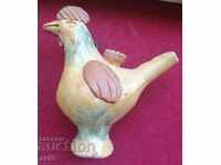 Old ceramic ocarina, whistle - rooster.