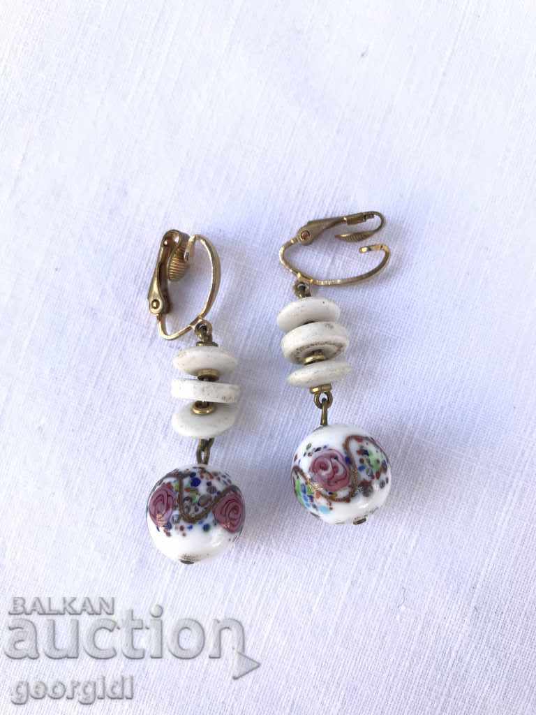 Vintage porcelain earrings №1009