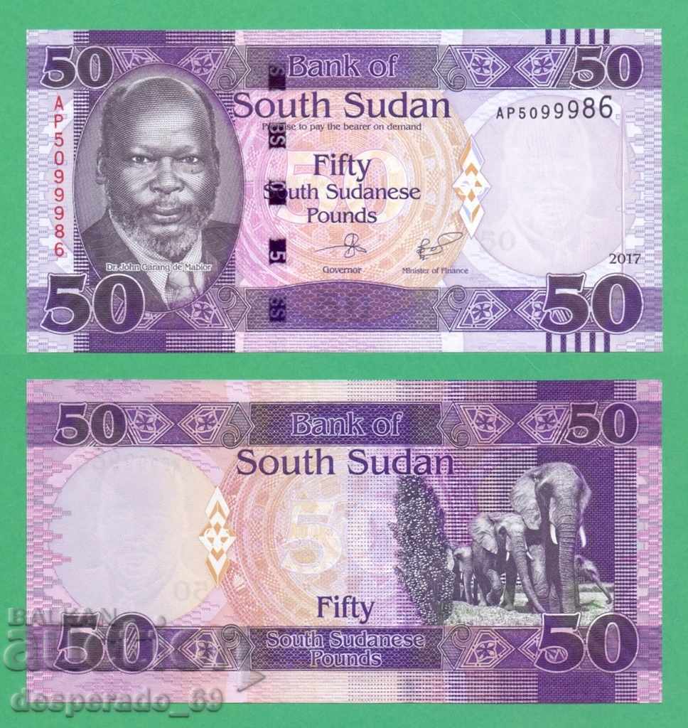 (¯ ° '•. SOUTH SUDAN 50 pounds 2017 UNC ¯. *' ')