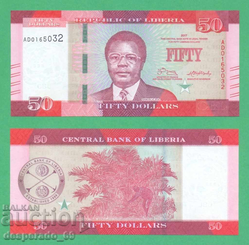 (¯`'•.¸ LIBERIA 50 dolari 2017 UNC ¸.•'´¯)