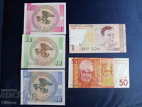 Lot de 5 bancnote Kârgâzstan 1,5,10 staniu și 1 și 50 som