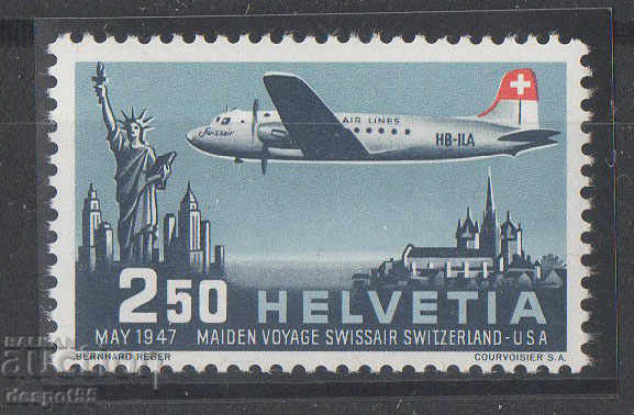1947. Elveția. Primul zbor Swissair Geneva - New York.