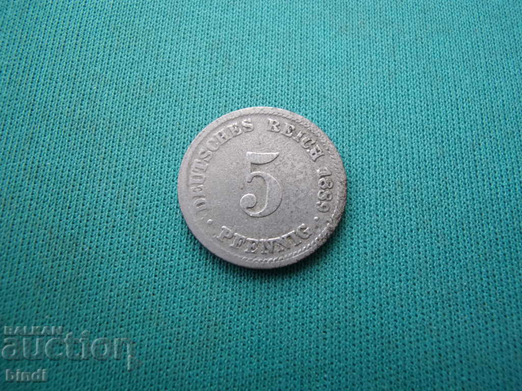 Germany Reich 5 Pfennig 1889 D Rare