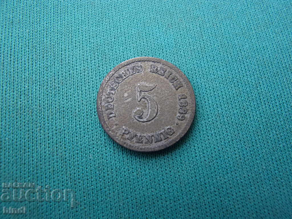 Germania Reich 5 Pfennig 1889 G Rare