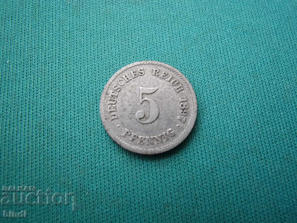 Germania Reich 5 Pfennig 1897 G Rare