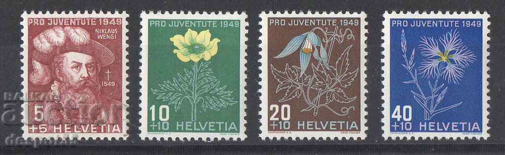 1949. Switzerland. Pro Juventute - Nicklaus Wengi - Flowers.
