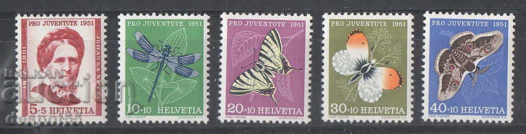 1951 Switzerland. Pro Juventute - Johanna Spyri - Insects.