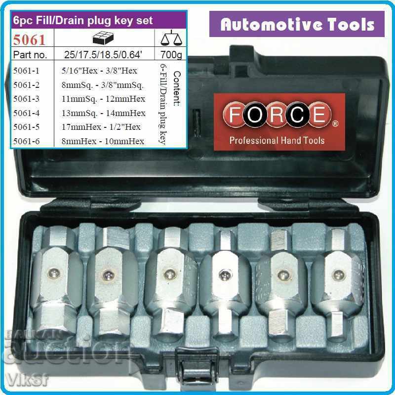 Plug wrenches set of 6, crankcase wrenches 21mm, Force with price 40.50 BGN | € 20.71 Plug wrenches set of 6, crankcase wrenches 21mm, Force with price 40.50 BGN | € 20.71