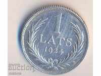Латвия 1 лат 1924 година, сребро, гр.4,92