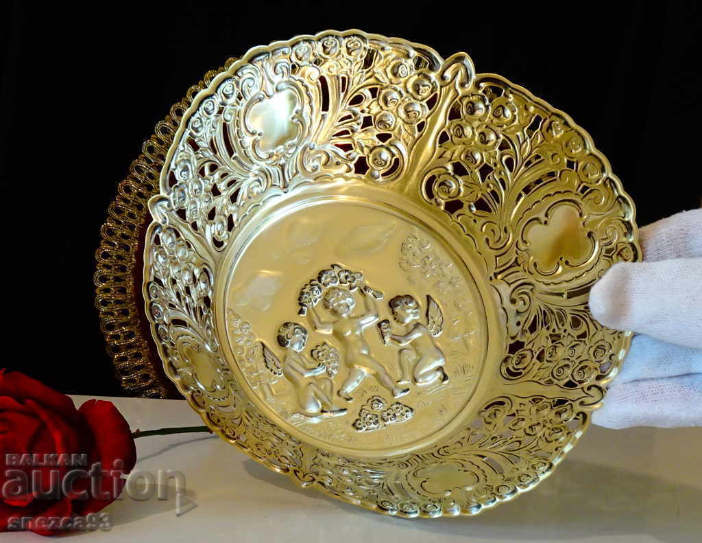Delivery of Silver-plated fruit bowl Angels, baroque.