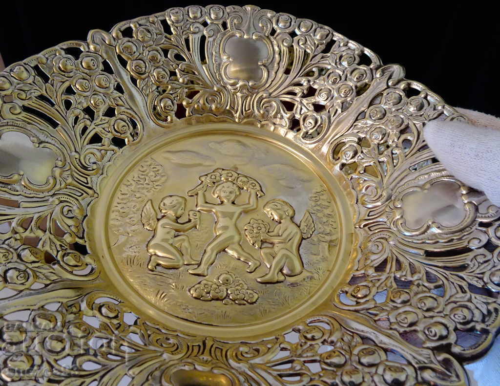 Silver-plated fruit bowl Angels, baroque.