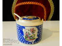 Sugar bowl Chinese porcelain, cobalt, gold.