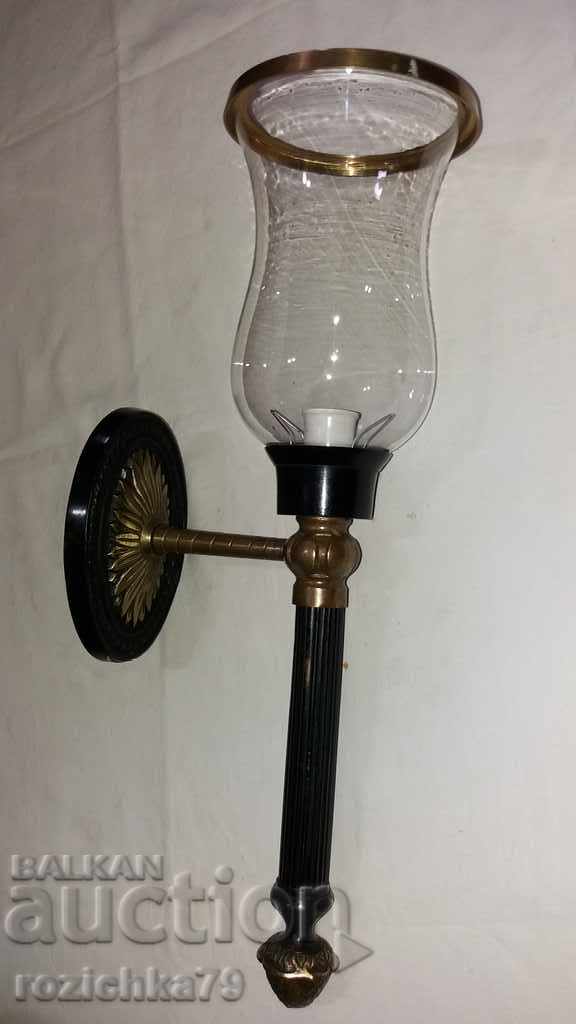 Old bronze wall sconce with fine glass with price 80.00 BGN | € 40.90