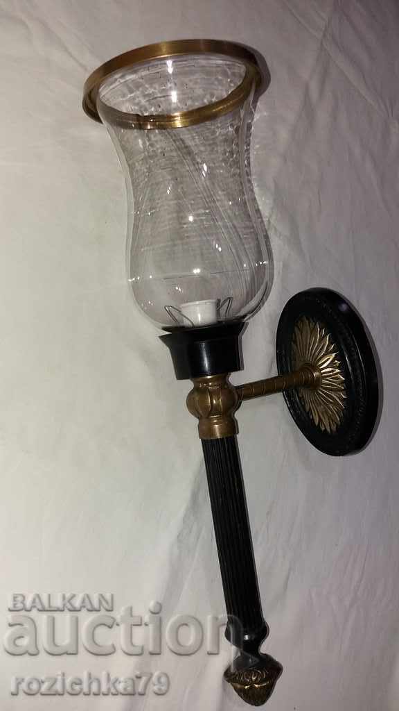 Delivery of Old bronze wall sconce with fine glass