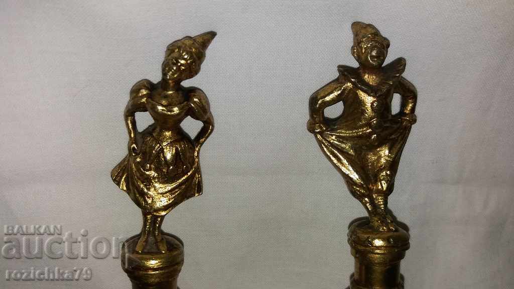 Auction Old bronze candle snuffers with gilding Auction Old bronze candle snuffers with gilding