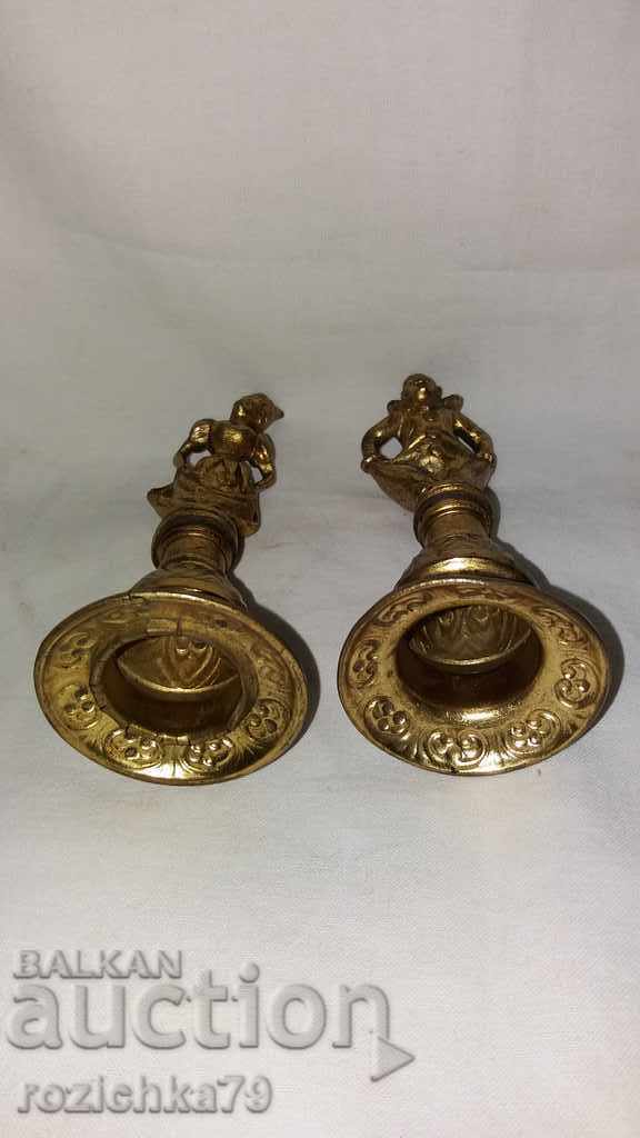 Old bronze candle snuffers with gilding - 7 Old bronze candle snuffers with gilding - 7