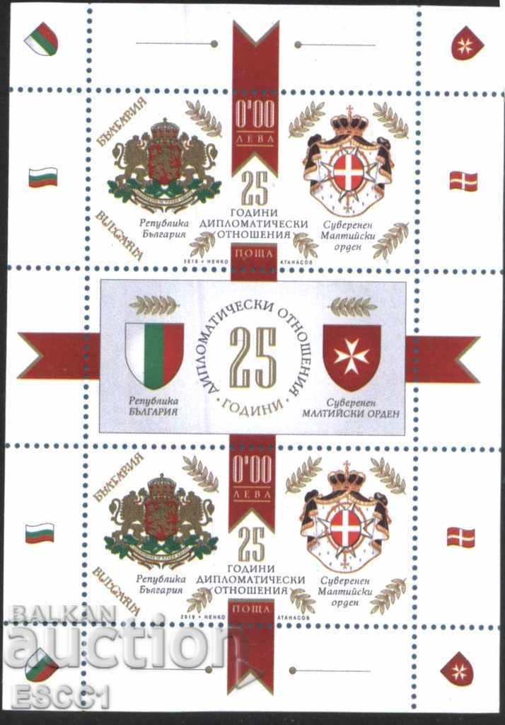 Souvenir block Dipl. relations Maltese Order 2019 Bulgaria