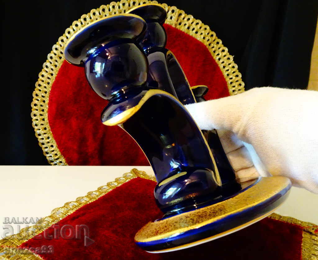 Auction Triple candlestick cobalt, gold, Graf von Henneberg 1777 Auction Triple candlestick cobalt, gold, Graf von Henneberg 1777