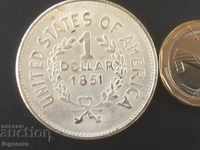 MONEDA DE 1 DOLLAR 1851 REPLICA SUA
