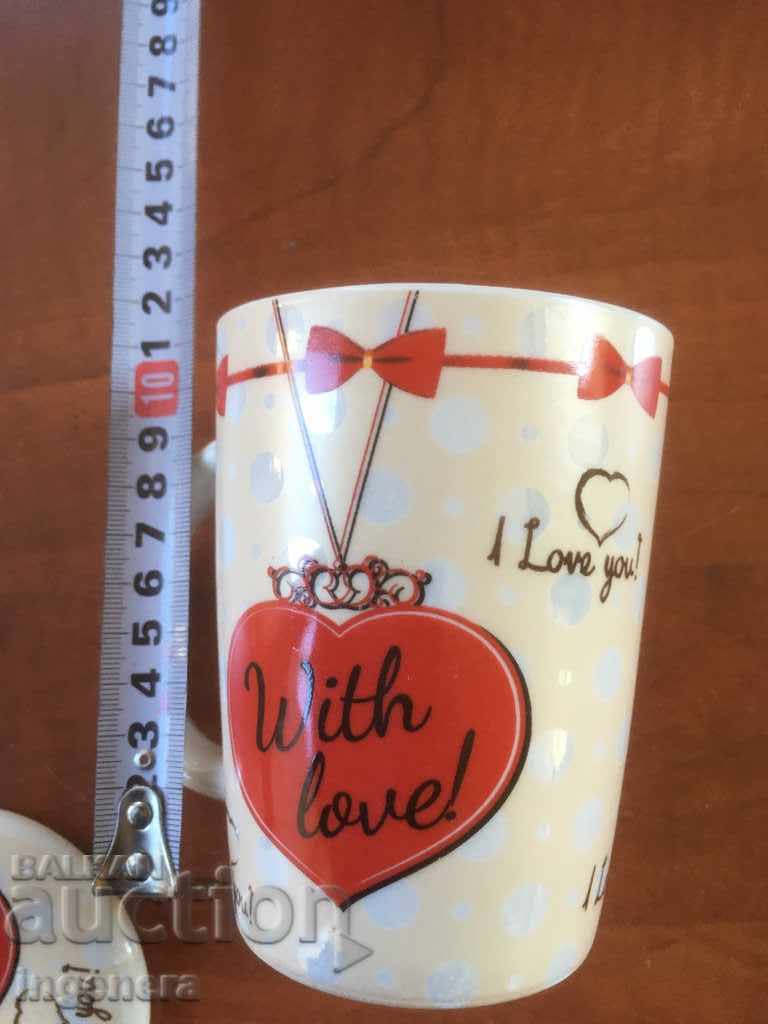 PORCELAIN GLASS LARGE GLASS WITH LID - 5 PORCELAIN GLASS LARGE GLASS WITH LID - 5