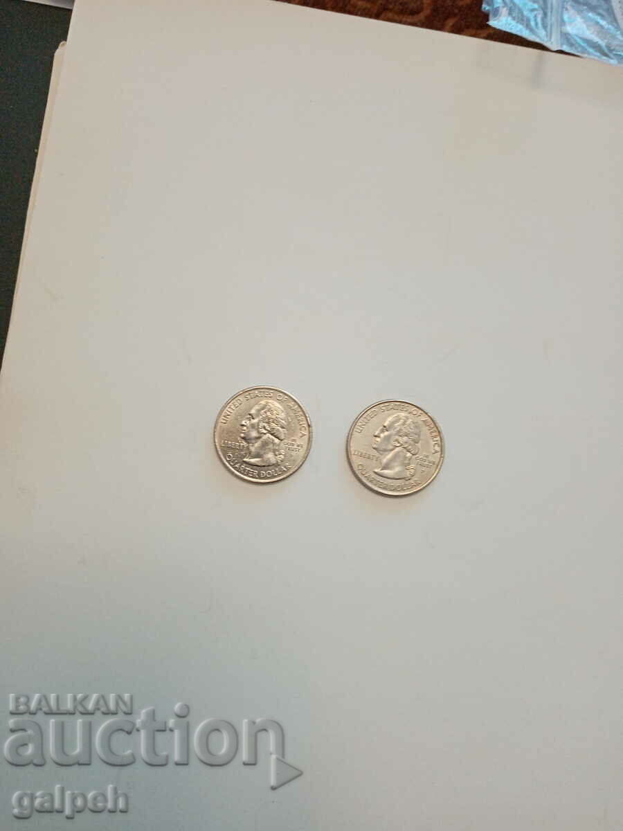 USA COINS - 2 pieces 25 cents ("Quarter") - 2005 - BGN 3.5 with price 3.50 BGN | € 1.79 USA COINS - 2 pieces 25 cents ("Quarter") - 2005 - BGN 3.5 with price 3.50 BGN | € 1.79