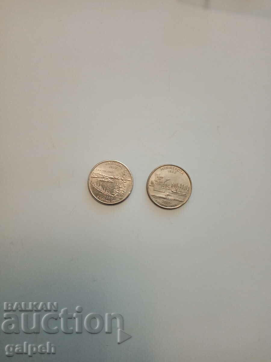 САЩ МОНЕТИ - 2 бр 25 цента("Quarter") - 2005 г. -  3,5 лв.