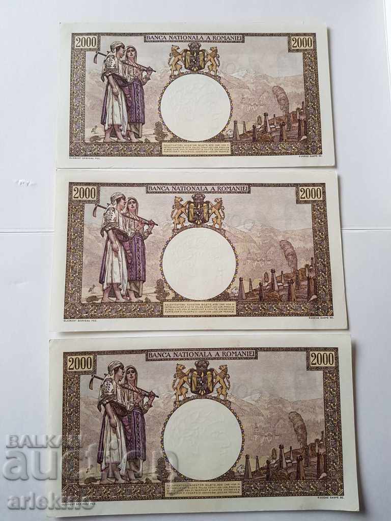Σπάνια ρουμανικά τραπεζογραμμάτια 3 UNC 2000 lei 1941 με τιμή 240.00 BGN | € 122.71 Σπάνια ρουμανικά τραπεζογραμμάτια 3 UNC 2000 lei 1941 με τιμή 240.00 BGN | € 122.71