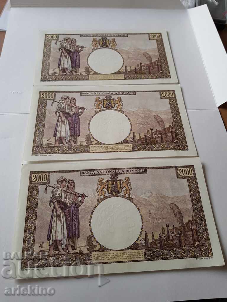Δημοπρασία Σπάνια ρουμανικά τραπεζογραμμάτια 3 UNC 2000 lei 1941 Δημοπρασία Σπάνια ρουμανικά τραπεζογραμμάτια 3 UNC 2000 lei 1941