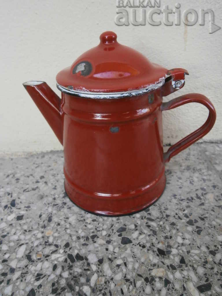 Enamelled teapot from the sauce small dish with enamel 60s with price 21.00 BGN | € 10.74 Enamelled teapot from the sauce small dish with enamel 60s with price 21.00 BGN | € 10.74
