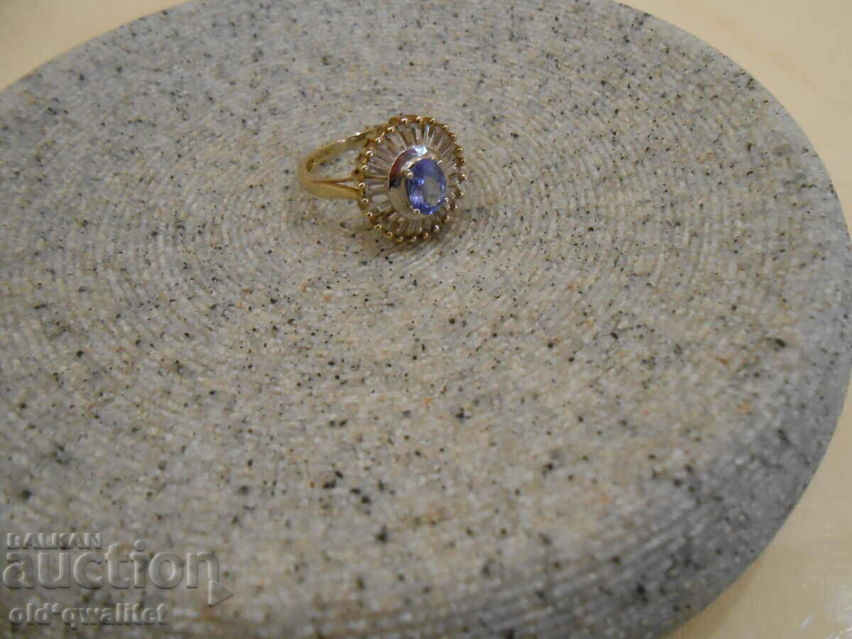 Silver RING GOLD, Tanzanite and Topaz, 925 Silver - 5