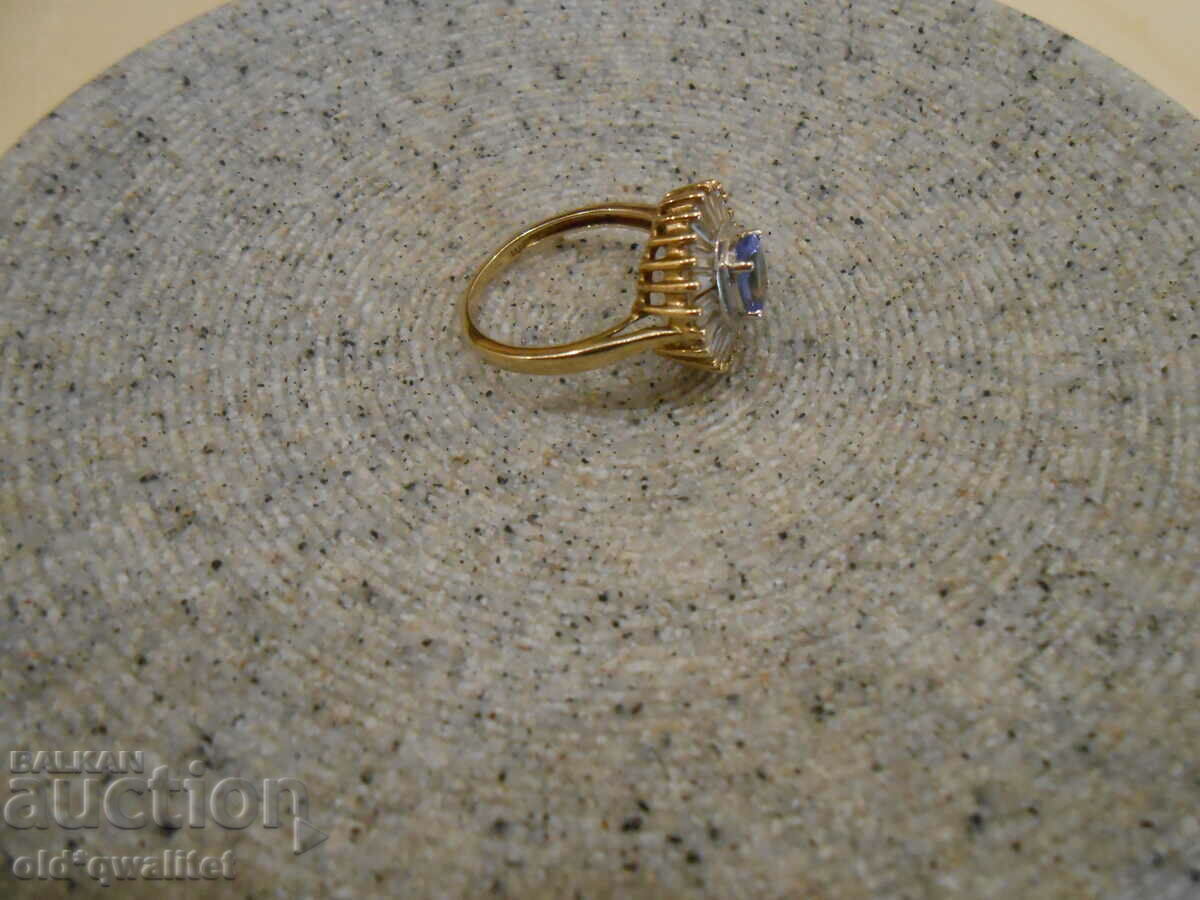 Silver RING GOLD, Tanzanite and Topaz, 925 Silver - 6