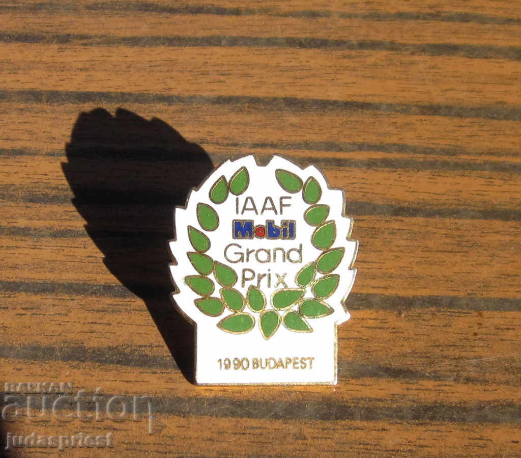 Auction enameled sports badge sign IAAF Mobil GRAND PRIX Auction enameled sports badge sign IAAF Mobil GRAND PRIX