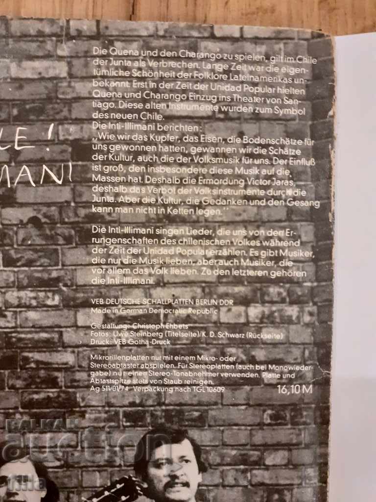 Auction Original plate cover, VIVA CHILLE! INTI - ILLIMANI Auction Original plate cover, VIVA CHILLE! INTI - ILLIMANI