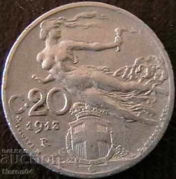 20 centsimi 1913, Italy