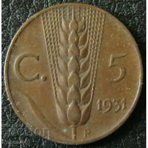 5 centissimi 1931, Italia