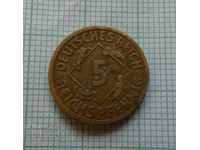 5 pfennig 1925 A Germany