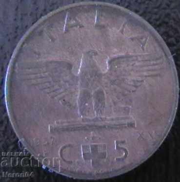 5 centimi 1937, Italia