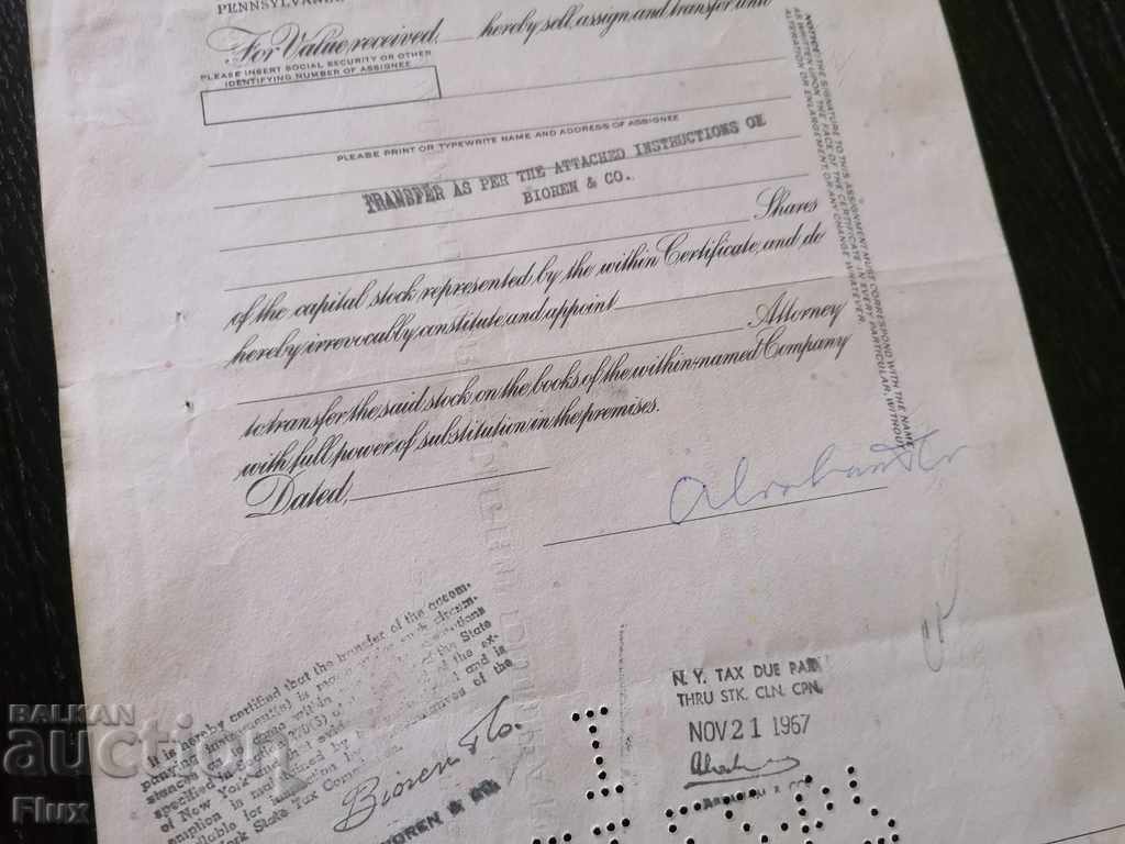 Share certificate Pennsylvania Power & Light Co 1965 - 6 Share certificate Pennsylvania Power & Light Co 1965 - 6