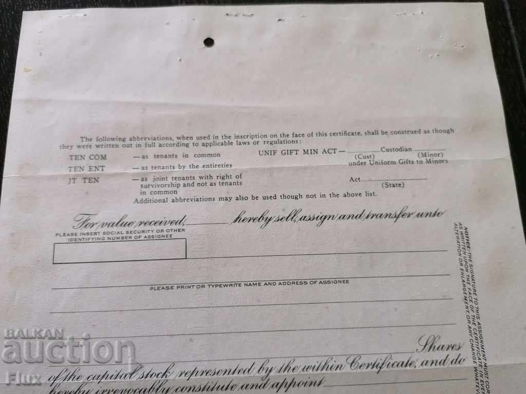 Share certificate Pan American World Airways 1971 - 5 Share certificate Pan American World Airways 1971 - 5