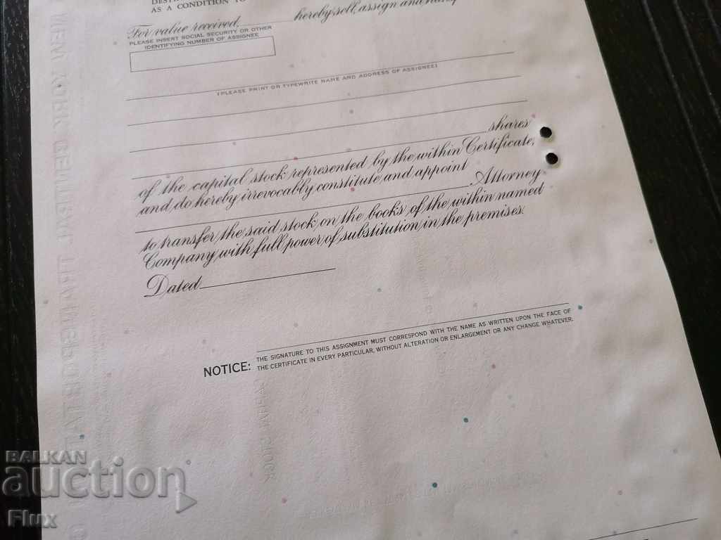 Certificat de acționare Compania centrală New Work din Pennsylvania - 6