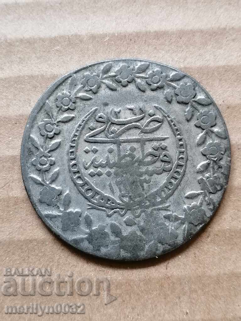 Moneda otomană 14,0 grame de argint 220/1000 Mahmud al doilea