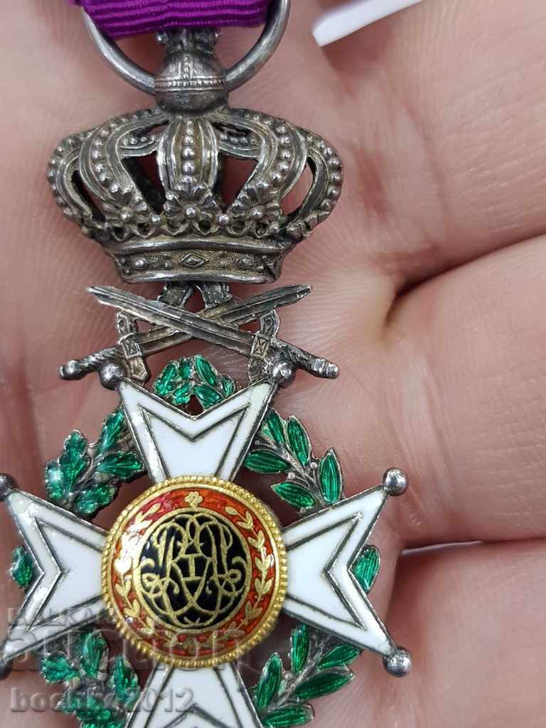 Παράδοση Σπάνια πρώιμη βελγική στρατιωτική παραγγελία ασήμι και χρυσός 18 καρατίων.