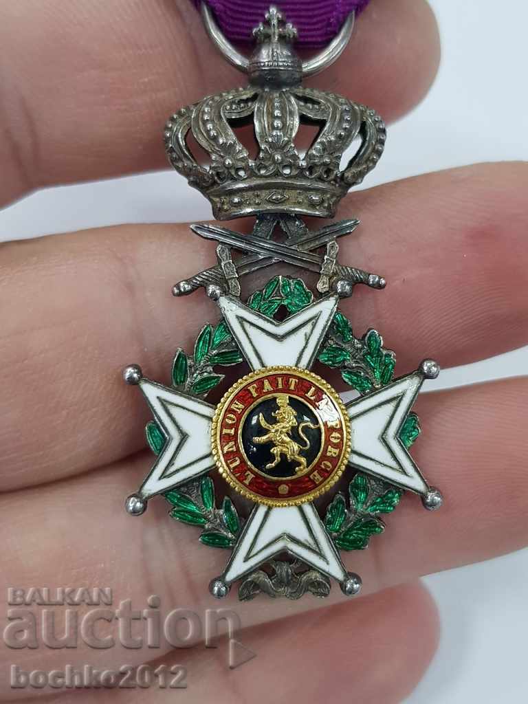 Rare early Belgian military order silver and gold 18 k.
