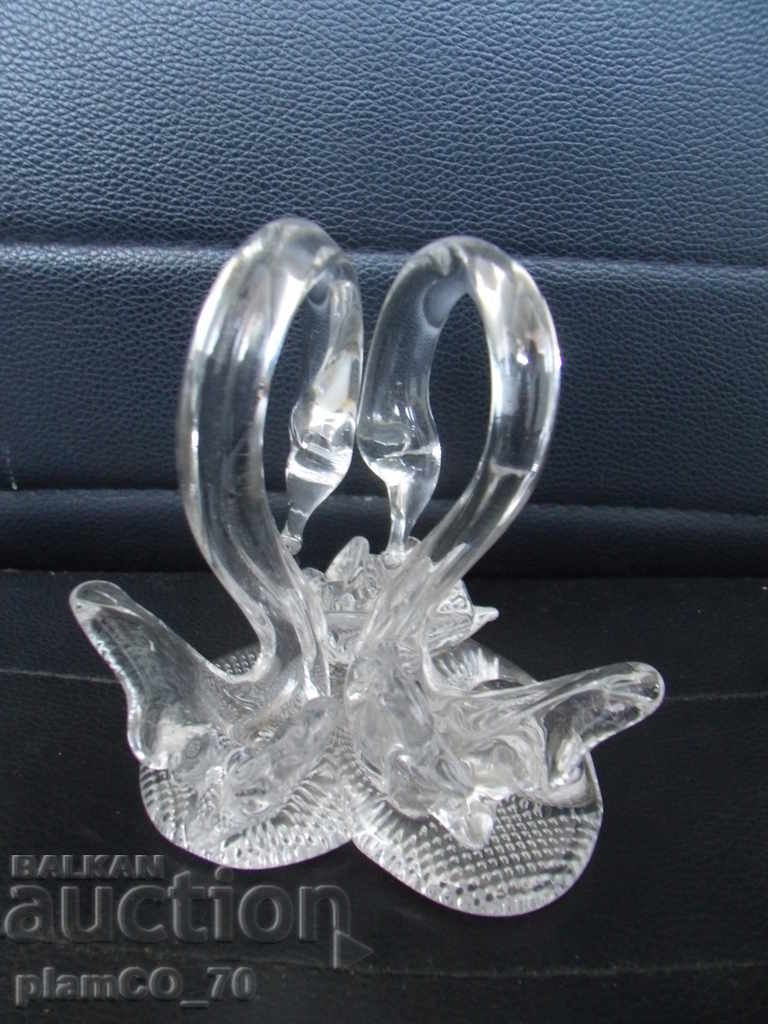 Аукцион №*5740  стара стъклена фигура - лебеди