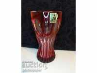 Vase red glass Anna Hütte 24% Pbo