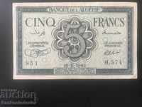 Algeria 5 Francs 1942 Pick 91 Ref 851H574