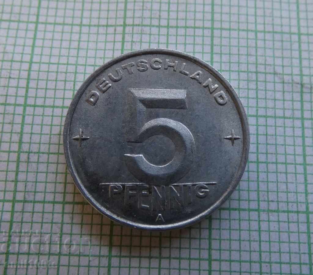 5 пфенига 1950 А  ГДР