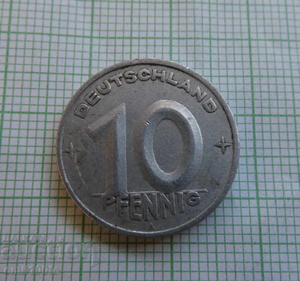 10 пфенига 1950 А  ГДР