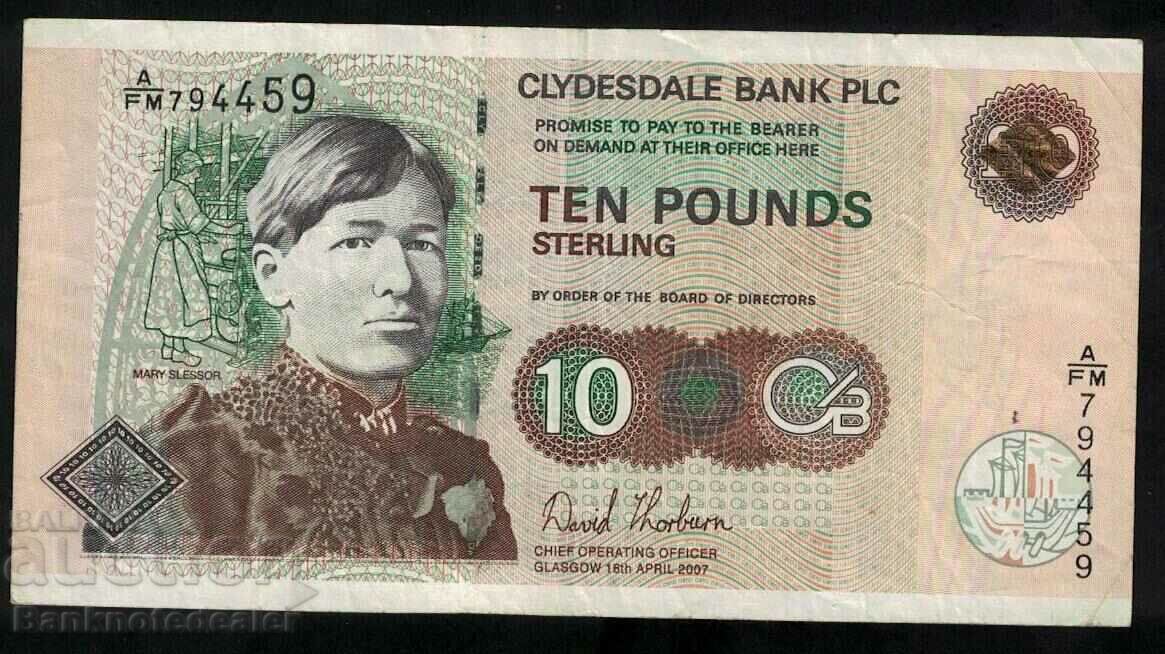 Scotland Clydesdale Bank Plc 10 Pounds 2007 Pick 226 Ref 459